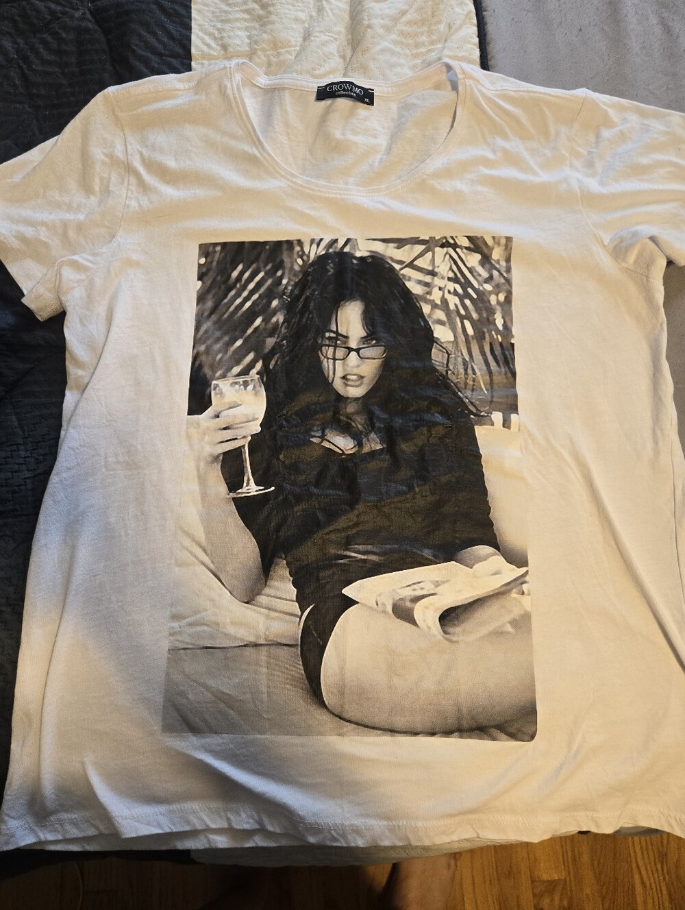 Megan Fox White Graphic Tee with Black Photo Print
